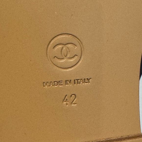 Chanel Chain AUTHENTIC Mule Black Tan Women's Sandals Italy NEW Size 42 US 11 ❤️ - Picture 9 of 15